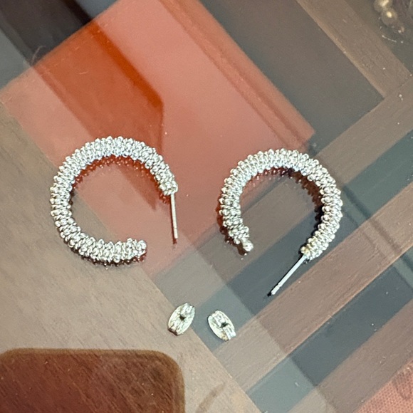 Sparkling Silver Crystal Hoop Earrings - Picture 1 of 3